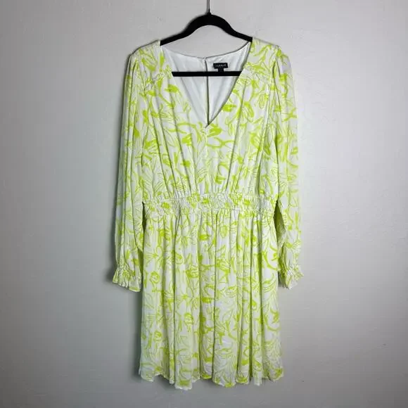 Torrid Yellow Green Floral Mini Wash Gauze Wide Waist Skater Dress 2X  40261123